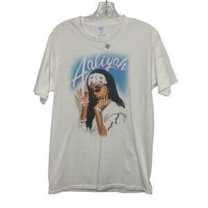 Aaliyah Graphic Tshirt Mens Small White Port & Company Fan Concert